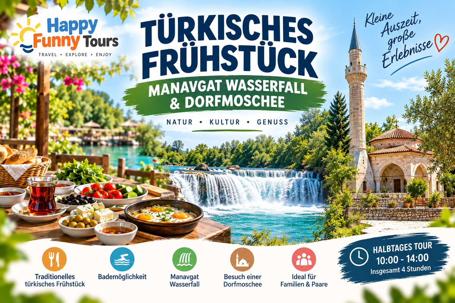 Türk Kahvaltısı, Manavgat Şelalesi & Köy Camii – Side’den Yarım Günlük Kültür Turu